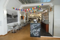 Transformation of the <em>café de l´Iselp </em>(Superior Institute for the Study of Plastic Language) into the headquarters of a fictional collective organising the first worldwide protest against Contemporary Art. 