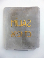acrylic on lithographic stone, metal, 60 x 50 x 1,3 cm